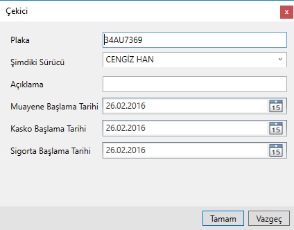 Sevkiyat tanımı penceresi